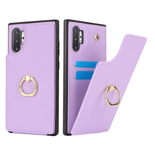 SailorTech für Samsung Galaxy Note 10 Plus Handyhülle mit Kreditkartenhalter für Frauen, Samsung Note 10 Plus Hülle Ring-Ständer Kartenschlitze Standfunktion Tasche für Männer - Lila von SailorTech