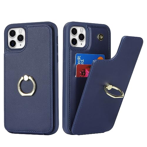 SailorTech für iPhone 11 Pro Max Handyhülle mit Kreditkartenhalter für Frauen, iPhone 11 Pro Max Hülle Ring-Ständer Kartenschlitze Standfunktion Modische Tasche für Männer - Marineblau von SailorTech
