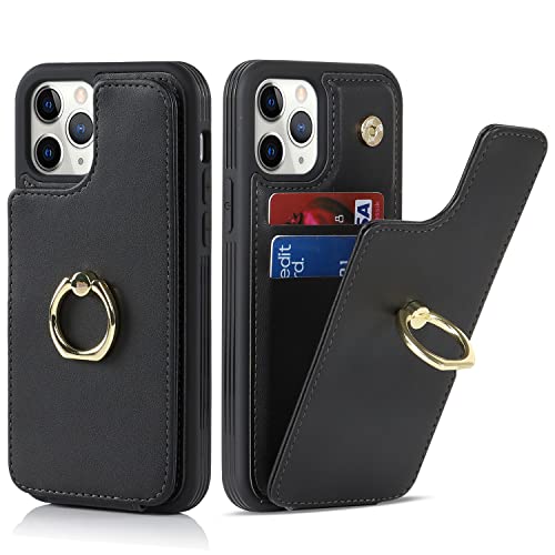 SailorTech für iPhone 11 Pro Max Handyhülle mit Kreditkartenhalter für Frauen, iPhone 11 Pro Max Hülle Ring-Ständer Kartenschlitze Standfunktion Modische Tasche für Männer - Schwarz von SailorTech