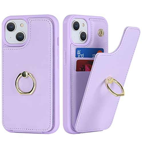 SailorTech für iPhone 14 Plus Handyhülle mit Kreditkartenhalter für Frauen, iPhone 14 Plus Hülle Ring-Ständer Kartenschlitze Standfunktion Modische Tasche für Männer - Lila von SailorTech