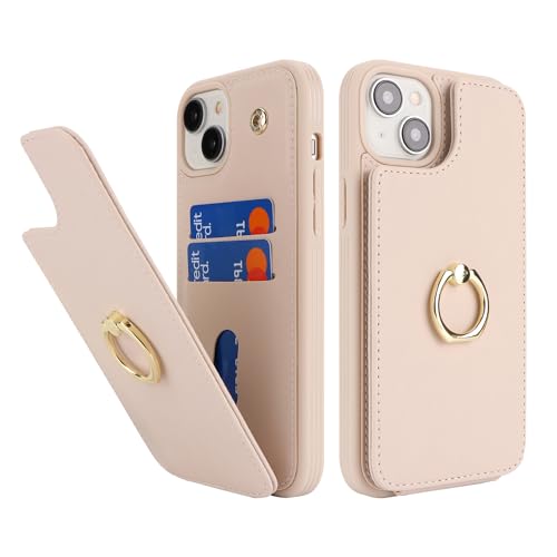 SailorTech für iPhone 15 Handyhülle mit Kreditkartenhalter für Frauen, iPhone 15 Hülle Ring-Ständer Kartenschlitze Standfunktion Modische Tasche für Männer - Beige von SailorTech