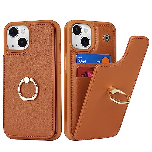 SailorTech für iPhone 7/8/SE2/SE3 Handyhülle mit Kreditkartenhalter für Frauen, iPhone 7/8/SE 2020/SE 2022 Hülle Ring-Ständer Kartenschlitze Standfunktion Modische Tasche für Männer-Braun von SailorTech