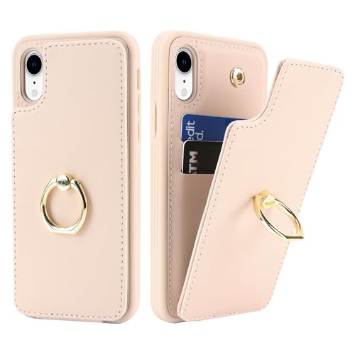 SailorTech für iPhone XR Handyhülle mit Kreditkartenhalter für Frauen, iPhone XR Hülle Ring-Ständer Kartenschlitze Standfunktion Modische Tasche für Männer - Beige von SailorTech