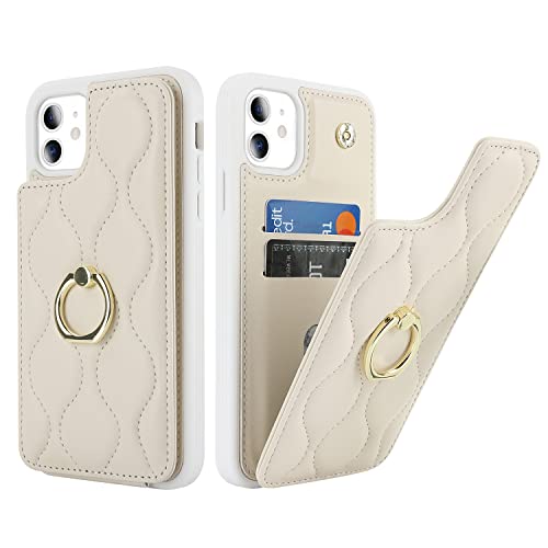 SailorTech iPhone 11 Hülle mit Kartenhalter für Frauen, iPhone 11 Handyhülle Ring-Ständer [Kartenfach] [Standfunktion] Niedliche und modische Tasche für iPhone 11-Weiß von SailorTech