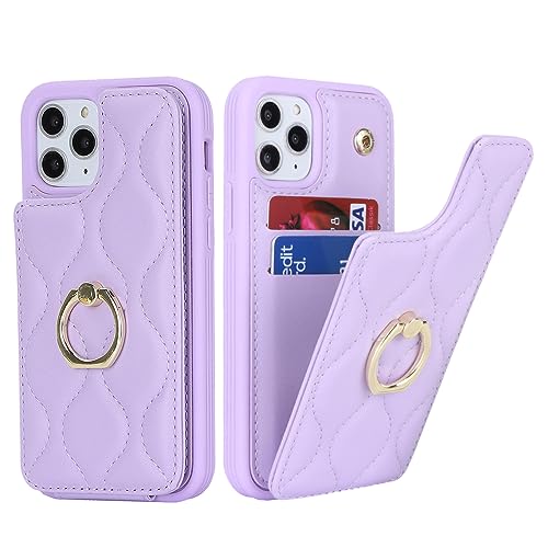SailorTech iPhone 11 Pro Hülle Mit Kartenhalter für Frauen, Handyhülle Ring-Ständer [Kartenfach] [Standfunktion] Niedliche und Modische Tasche - Violett von SailorTech