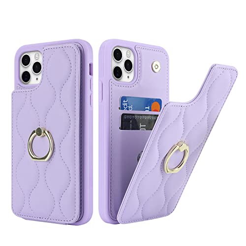 SailorTech iPhone 11 Pro Max Hülle mit Kartenhalter für Frauen, iPhone 11 Pro Max Handyhülle Ring-Ständer [Kartenfach] [Standfunktion] Niedliche und modische Tasche für iPhone 11 Pro Max-Violett von SailorTech