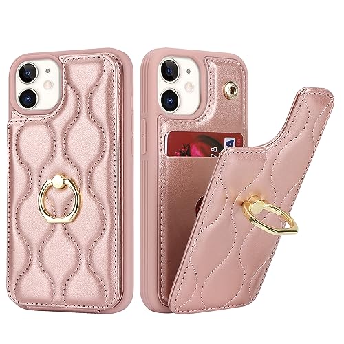 SailorTech iPhone 12 Mini Hülle mit Kartenhalter für Frauen, iPhone 12 Mini Handyhülle Ring-Ständer [Kartenfach] [Standfunktion] Niedliche und modische Tasche für iPhone 12 Mini-Roségold von SailorTech