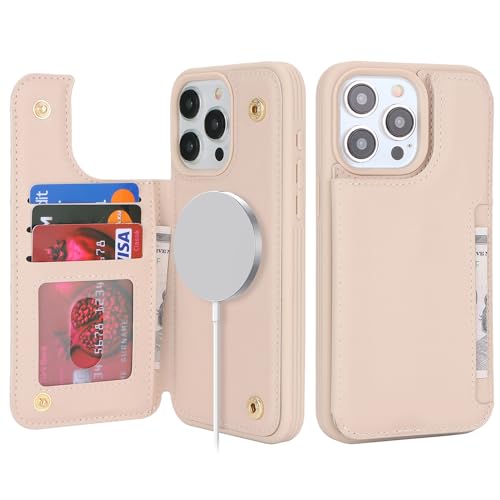 SailorTech iPhone 12 Pro Max Hülle mit Kartenhalter Mag Safe, iPhone 12 Pro Max Etui mit Kartenfach mag Safe Geldbörse für iPhone 12 Pro Max Handyhülle mit Portemonnaie Lederhülle - Beige von SailorTech