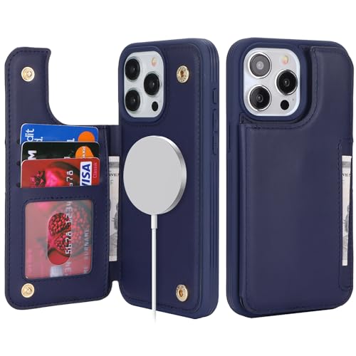 SailorTech iPhone 12 Pro Max Hülle mit Kartenhalter Mag Safe, iPhone 12 Pro Max Etui mit Kartenfach mag Safe Geldbörse für iPhone 12 Pro Max Handyhülle mit Portemonnaie Lederhülle - Blau von SailorTech