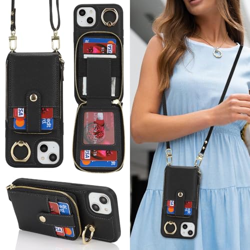 SailorTech iPhone 13 Hülle Ring-Ständer mit Kartenfach, iPhone 13 Handytasche mit Reißverschluss Geldbörse-Schwarz SailorTech iPhone 13 Hülle Ring-Ständer mit Kartenfach, iPhone 13 Handytasche mit Reißverschluss Geldbörse-Schwarz von SailorTech