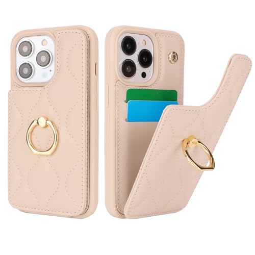 SailorTech iPhone 13 Pro Hülle mit Kartenhalter für Frauen, iPhone 13 Pro Handyhülle Ring-Ständer [Kartenfach] [Standfunktion] Niedliche und modische Tasche für iPhone 13 Pro-Weiß von SailorTech