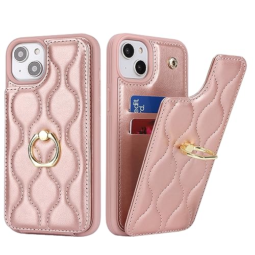 SailorTech iPhone 14 Plus Hülle mit Kartenhalter für Frauen, iPhone 14 Plus Handyhülle Ring-Ständer [Kartenfach] [Standfunktion] Niedliche und modische Tasche für iPhone 14 Plus-Roségold von SailorTech