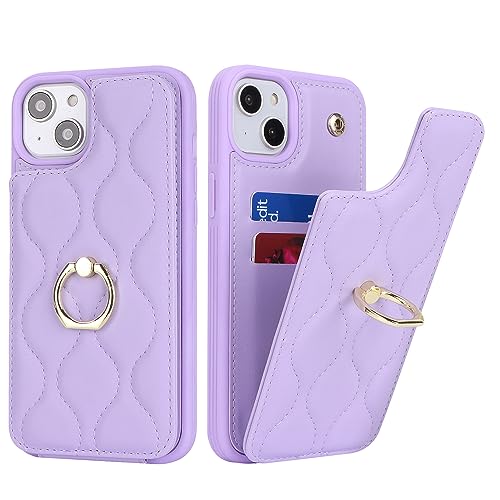 SailorTech iPhone 14 Plus Hülle mit Kartenhalter für Frauen, iPhone 14 Plus Handyhülle Ring-Ständer [Kartenfach] [Standfunktion] Niedliche und modische Tasche für iPhone 14 Plus-Violett von SailorTech