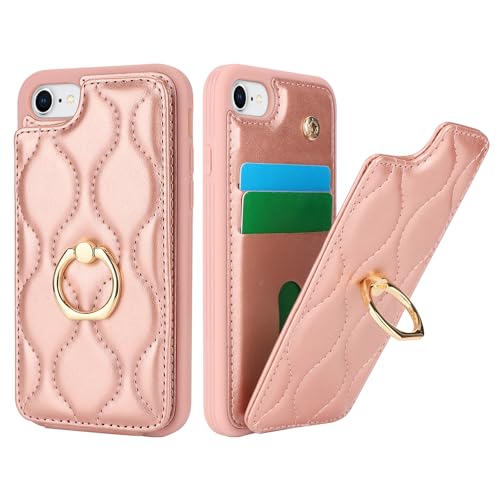 SailorTech iPhone 7/8/SE2/SE3 Hülle mit Kartenhalter für Frauen, iPhone 7/8 Handyhülle Ring-Ständer [Kartenfach] [Standfunktion] Niedliche und modische Tasche für iPhone SE 2020/SE 2022-Roségold von SailorTech