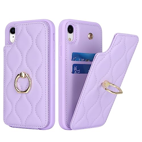 SailorTech iPhone XR Hülle Mit Kartenhalter für Frauen, Handyhülle Ring-Ständer [Kartenfach] [Standfunktion] Niedliche Und Modische Tasche - Violett von SailorTech