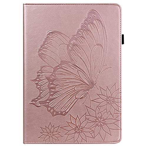 Hülle für iPad Air 4 (10.9 Zoll) 2020, Schmetterling Muster Leder Smart Cover Stoßfest mit Standfunktion View Kartenfächer Stifthalter Auto Sleep/Wake für iPad Air 4 Tablet Hülle, Rose Gold von Sailwy