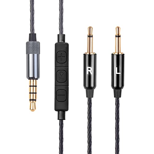 HD202 Kabel Ersatz-Audiokabel mit Inline-Mikrofon und Steuerung, kompatibel mit Sennheiser HD202 HD497 HD437 HD447 HD212 Pro EH250 EH350 Kopfhörern (schwarz) von Saipomor