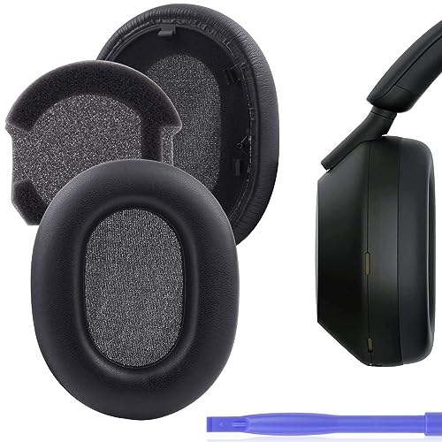 WH-1000XM5 Ersatz-Ohrpolster, Geräuschisolierung, kompatibel mit Sony WH1000XM5 Wireless Over-Ear-Kopfhörern, zusätzliche Dicke und Kunststoff-Stick, Schwarz von Saipomor