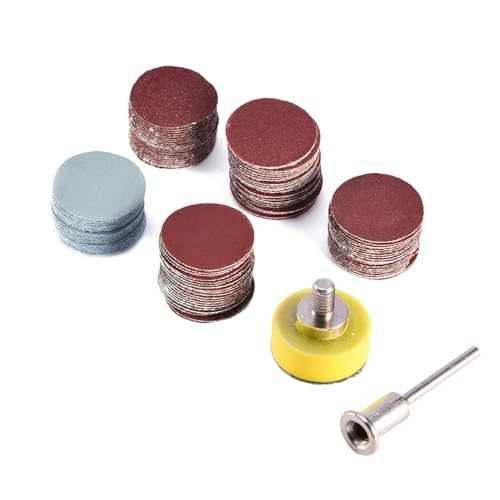 Saipor 100 Stück Schleifscheiben 25 mm Schleifscheiben mit 3 mm Schaft Polierteller Stützplatten Schleifpapier für Bohrmaschine, Schleifmaschine, Drehwerkzeuge, Körnung 100-3000 von Saipor