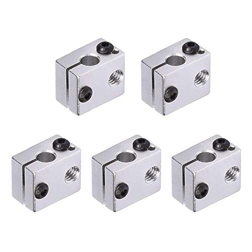 Saipor 5 Stück Aluminium Heizblock Heat Block Extruder Hotend V6 Heizung Block für MK7 MK8 3D Drucker Heizblock von Saipor