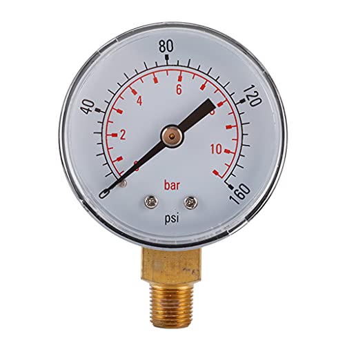 Allzweck-Manometer, Manometer, Wasser-, Öldruckprüfer, Piezometer, 1/8 Zoll NPT, 50 mm Durchmesser, 0-160 psi / 0-11 bar, hydraulisches Manometer Allzweck-Manometer, Manometer, Wasser-, Öldruckprüfer, Piezometer, 1/8 Zoll NPT, 50 mm Durchmesser, 0-160 psi / 0-11 bar, hydraulisches Manometer von Saiyana