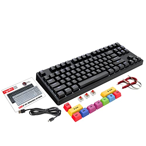 Saiyana Tastatur, 87 Tasten, Computer-Tastatur für E-Sport, Spiele, Büro, USB-Tastatur mit Schaft, mechanischer Schaft von Saiyana