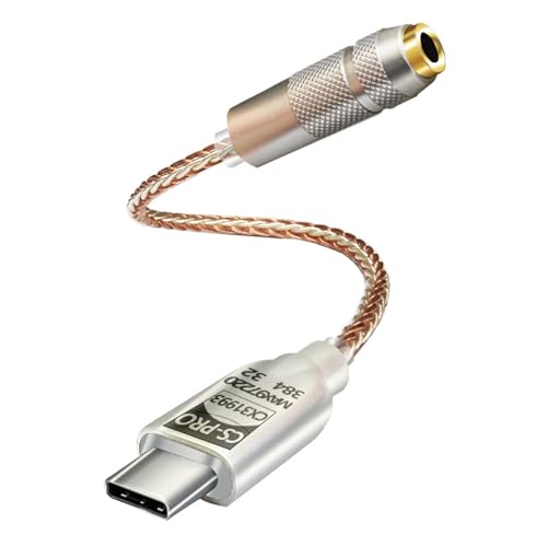 Saiyana USB-C-auf-3,5-mm-Soundadapter, USB-C-Kopfhörer-Adapter, 32 Bit, 384 kHz, CX31993, DAC-Chip, Kopfhörer-Adapter, Typ C auf 3,5-mm-Konverter von Saiyana