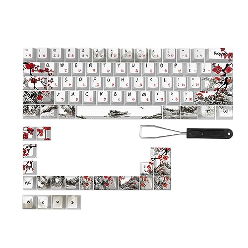 Stilvolle PlumBlossom Tastenkappen für 61 64 67 68 mechanische Tastaturen Deutsch Französisch Spanien Japanisch Englisch Sprachen CherryProfile Keycap Office Keycaps Computerzubehör Mechanische von Saiyana