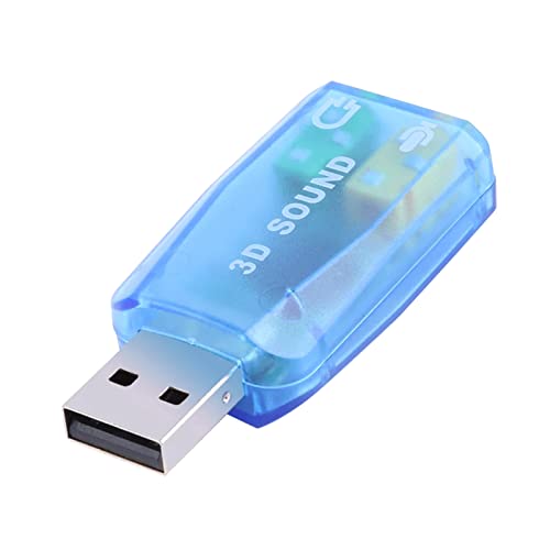 USB-Adapter, 5.1-Kanal, externer USB-Soundkarten-Adapter auf 3,5-mm-Mikrofon-Lautsprecheranschluss für Laptop-PCs, externe USB-Soundkarte auf 3,5-mm-Mikrofon-Kopfhörer-Schnittstelle von Saiyana