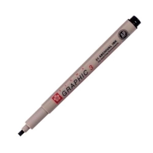 Pigma GRAPHIC 3, Grafik- und Kalligraphie-Stift, Schwarz, 3mm Breitspitze Pigma GRAPHIC 3, Grafik- und Kalligraphie-Stift, Schwarz, 3mm Breitspitze von Sakura