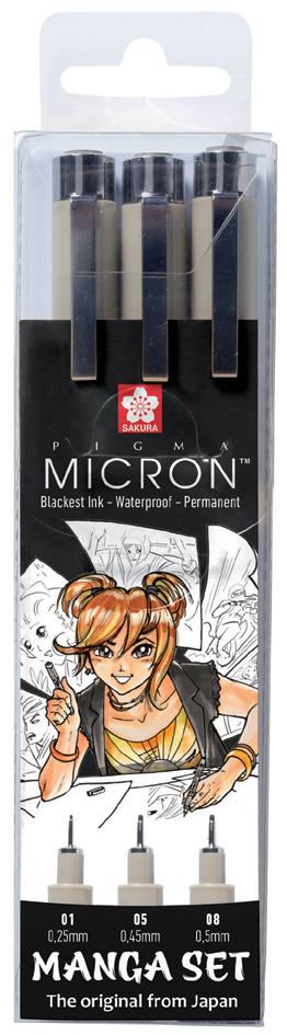 SAKURA Manga-Set PIGMA MICRON, 3er Etui von Sakura