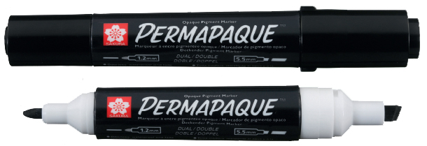 SAKURA Permanent-Marker Permapaque, 2 Spitzen, gelb von Sakura