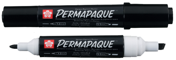 SAKURA Permanent-Marker Permapaque, 2 Spitzen, schwarz von Sakura