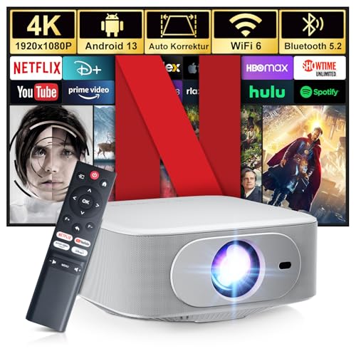 【Netflix Offizielle Lizenz】 Salange Beamer,FHD 1080P Beamer 4k Unterstützt,mit Android 13.0 Elektrischer Fokus/Auto Trapezkorrektur,Tragbare Heimkino kompatibel Netflix/YouTube/Prime Video/PS5 【Netflix Offizielle Lizenz】 Salange Beamer,FHD 1080P Beamer 4k Unterstützt,mit Android 13.0 Elektrischer Fokus/Auto Trapezkorrektur,Tragbare Heimkino kompatibel Netflix/YouTube/Prime Video/PS5 von Salange