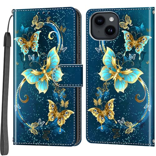 Handyhülle für iPhone 15 Hülle Handyhülle mit [Kartenfach] [Standfunktion] Schutzhülle Klapphülle Handytasche Lederhülle Kompatibel für iPhone 15 von Salanheo