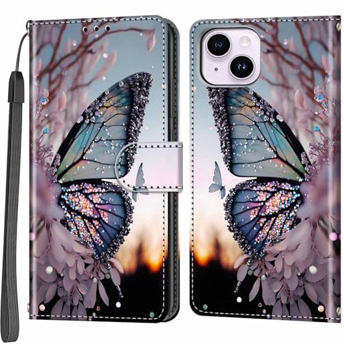 Salanheo Handyhülle für iPhone 14 Plus, Schutzhülle mit Standfunktion, 3 Kartenfächer, Klapphülle, Kompatibel iPhone 14 Plus, Glänzend, Schmetterling, Pic:02 Salanheo Handyhülle für iPhone 14 Plus, Schutzhülle mit Standfunktion, 3 Kartenfächer, Klapphülle, Kompatibel iPhone 14 Plus, Glänzend, Schmetterling, Pic:02 von Salanheo
