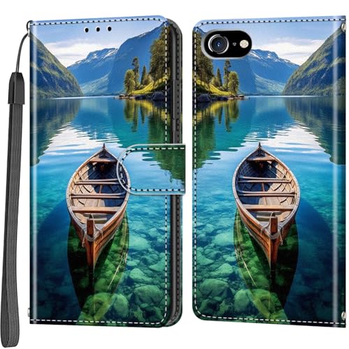 Salanheo Handyhülle für iPhone 7 / iPhone 8 / SE2 (2020) / SE3 (2022) Hülle, Magnetische Flip Stoßfeste Schutzhülle mit Standfunktion Kartenfächern Klapphülle Handytasche Boot von Salanheo
