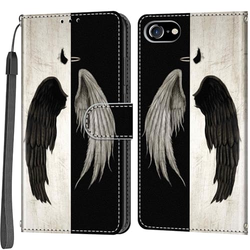 Salanheo Handyhülle für iPhone 7 / iPhone 8 / SE2 (2020) / SE3 (2022) Hülle, Magnetische Flip Stoßfeste Schutzhülle mit Standfunktion Kartenfächern Klapphülle Handytasche Flügel von Salanheo