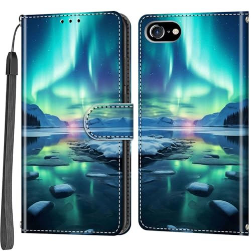 Salanheo Handyhülle für iPhone 7 / iPhone 8 / SE2 (2020) / SE3 (2022) Hülle, Magnetische Flip Stoßfeste Schutzhülle mit Standfunktion Kartenfächern Klapphülle Handytasche Schneeberg von Salanheo