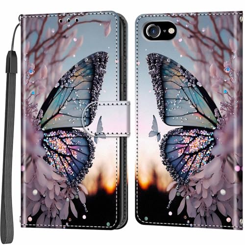 Handyhülle für iPhone 7 / iPhone 8 Hülle, Leder Stoßfeste Schutzhülle Klapphülle Handytasche Kompatibel iPhone 7 / iPhone 8 / SE2 (2020) / SE3 (2022) von Salanheo