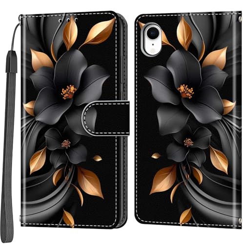 Salanheo Handyhülle für iPhone XR, mit Standfunktion, Kartenfächern, Stoßfeste Schutzhülle, Kompatibel iPhone XR, Midnight Black, Geblümt, Glänzend, Magnetisch Salanheo Handyhülle für iPhone XR, mit Standfunktion, Kartenfächern, Stoßfeste Schutzhülle, Kompatibel iPhone XR, Midnight Black, Geblümt, Glänzend, Magnetisch von Salanheo