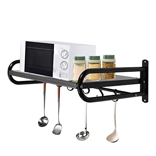 Wandmontage Mikrowelle Halter Regal, Rechteckig Mikrowellenhalterung Wandhalter Mikrowellenhalter mit 6 Mobile Haken Elektroherd Wandregal belasted bis 30KG Wandmontage Mikrowelle Halter Regal, Rechteckig Mikrowellenhalterung Wandhalter Mikrowellenhalter mit 6 Mobile Haken Elektroherd Wandregal belasted bis 30KG von Salmeee