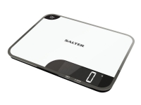 Salter 1079 WHDR, Elektronische Küchenwaage, 15 kg, 1 g, Schwarz, Weiß, Glas, Arbeitsplatte von Salter