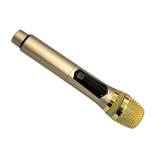 [Effiziente Abholung] Home Wireless Handheld -Mikrofon mit LED -Bildschirm | 80Hz-15 kHz Reichweite für die Konferenz Im Freien und für die Heimat | Karaoke kompatibler Drahtloses Mikrofon (Gold) von Saluaqui