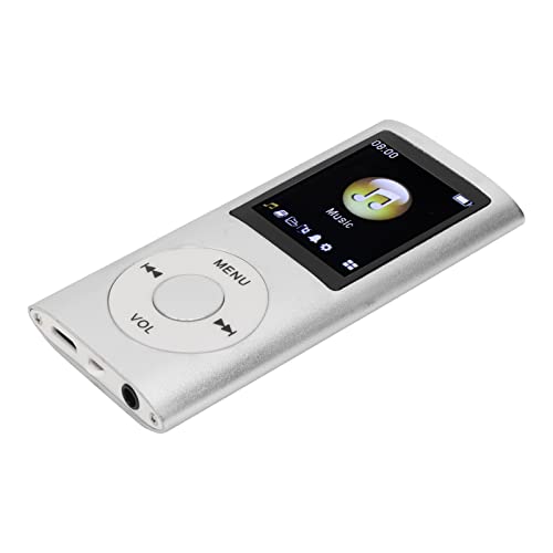 Multifunktional Tragbarer MP3 -Player mit 1,8 -Zoll LCD Bildschirm, Verlustfreier Klangqualität, Unterstützt Bis zu 64 GB Speicher, Lange Akkulaufzeit, Aluminiumlegierkörper (Silver) von Saluaqui