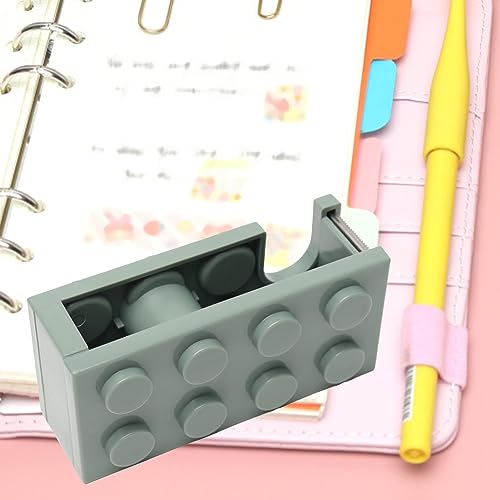 Niedlicher Mini -Baustein -Klebebandspender für Einfache Schneiden - Lustige Schreibtischbandhalter für Schule und Büro, Kompaktes Gelbes PP -Material Design (YELLOW) (WHITE) (ORANGE) (GREEN) von Saluaqui