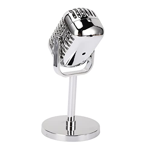 Retro -Mikrofon -Requisiten Vintage Stil Gefälschtes Mikrofonmodell für Stangendekoration, Elektroplattiertes Silber, Leichtes und Tragbares Design von Saluaqui