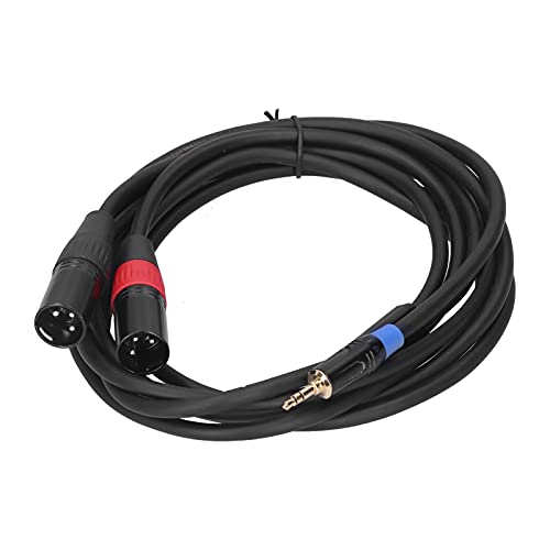 Saluaqui Premium 3,5-mm-Stereo-Männlich Bis Dual 2 XLR-Konverterkabel, Zinklegierung mit Goldenen Kontakten, 1,8 M Sauerstofffreier Kupferkern (#2) von Saluaqui