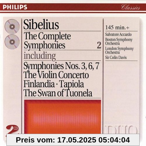 Sibelius Sinfonien 3/6//7, Violinkonzert, Finlandia, Tapiola, Schwan von Tuonela von Salvatore Accardo