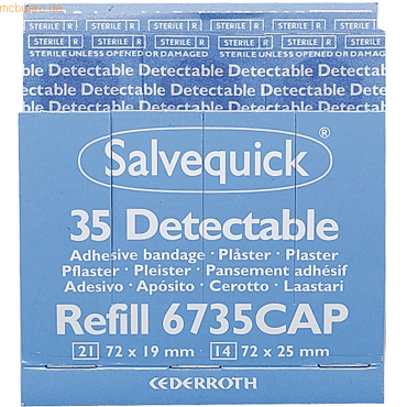 Salvequick Pflaster-Strips Salvequick detectable Refill 6735 VE=35 Stü von Salvequick